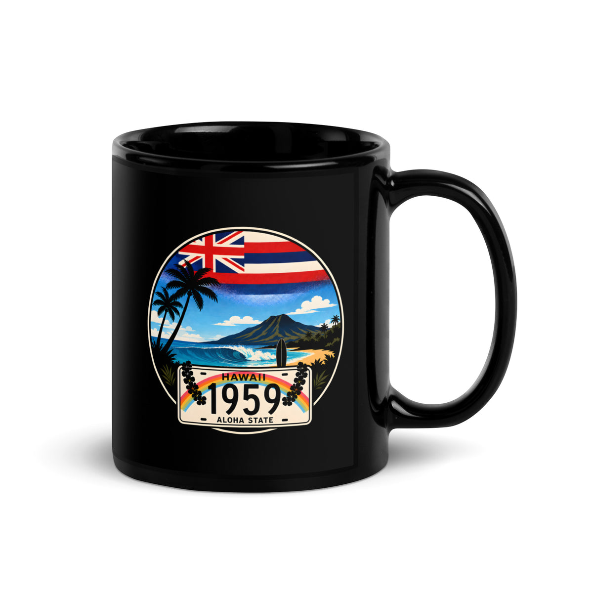 Hawaii Black Glossy Mug