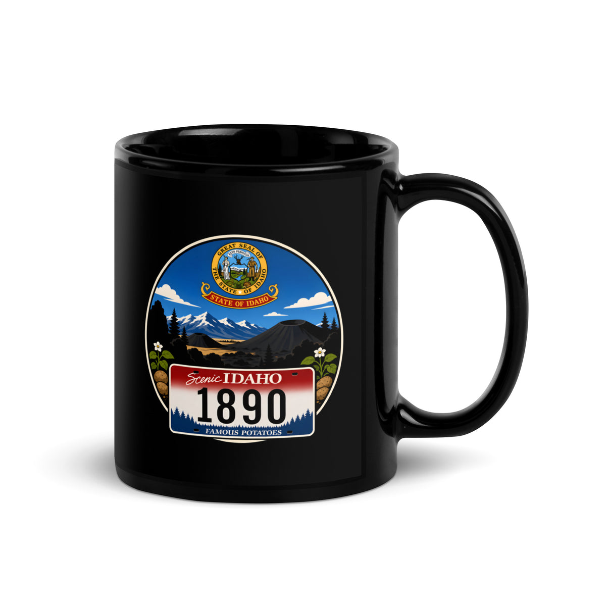 Idaho Black Glossy Mug