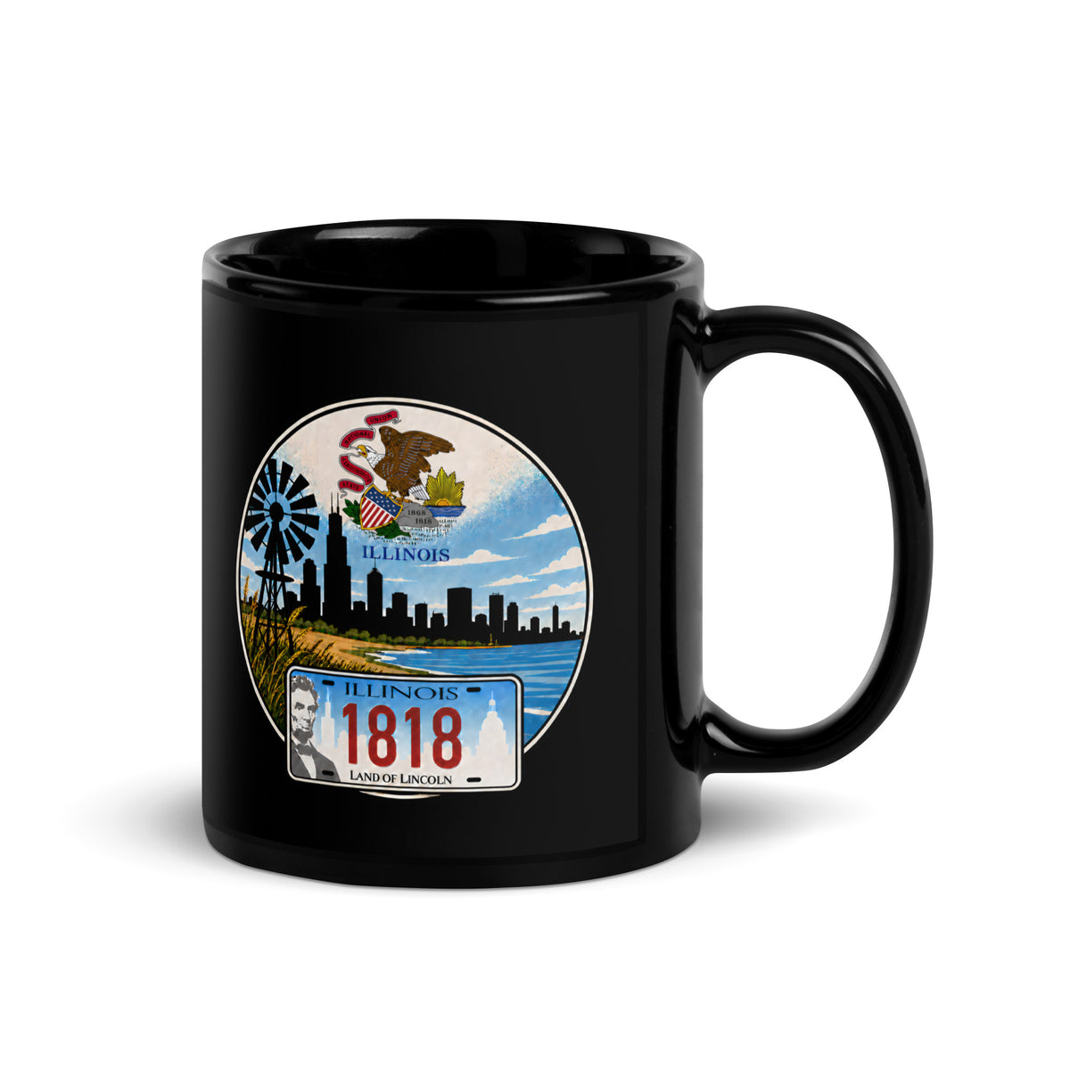 Illinois Black Glossy Mug
