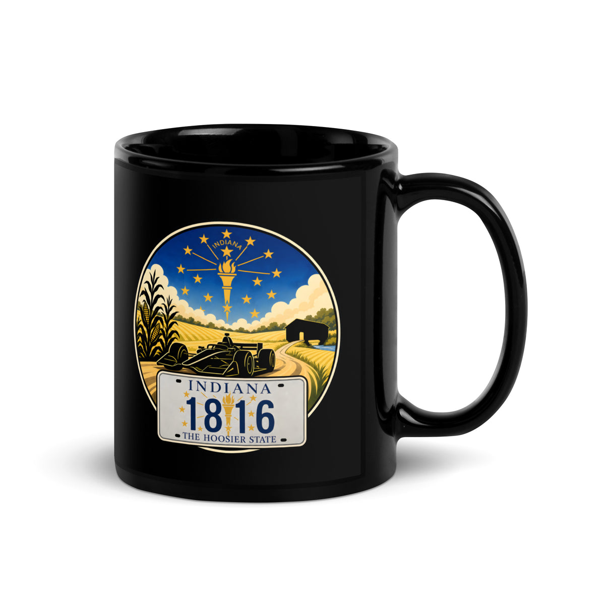 Indiana Black Glossy Mug