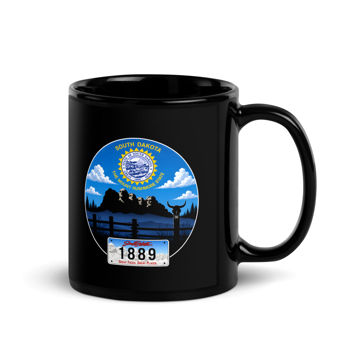Tasse noire brillante Dakota du Sud