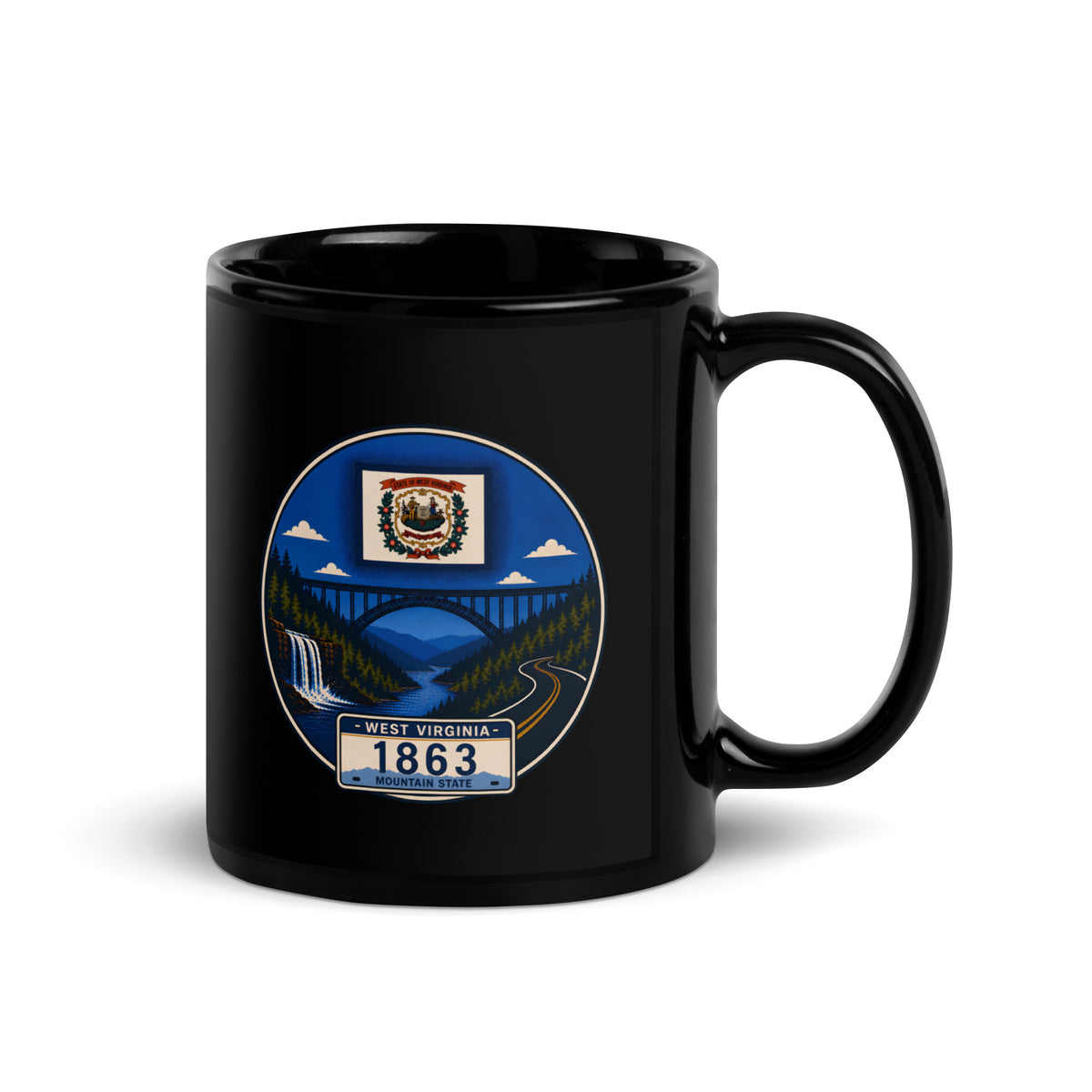 West Virginia Black Glossy Mug