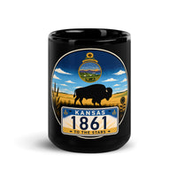 Kansas Black Glossy Mug