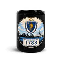 Massachusetts Black Glossy Mug