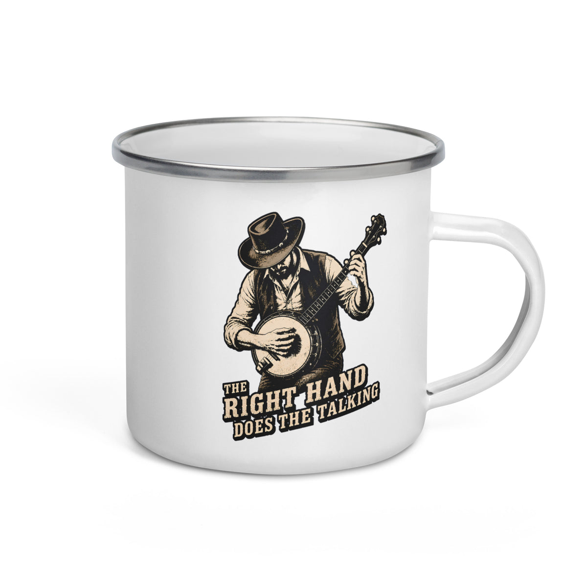 Banjo "The Right Hand Does The Talking" Enamel Mug