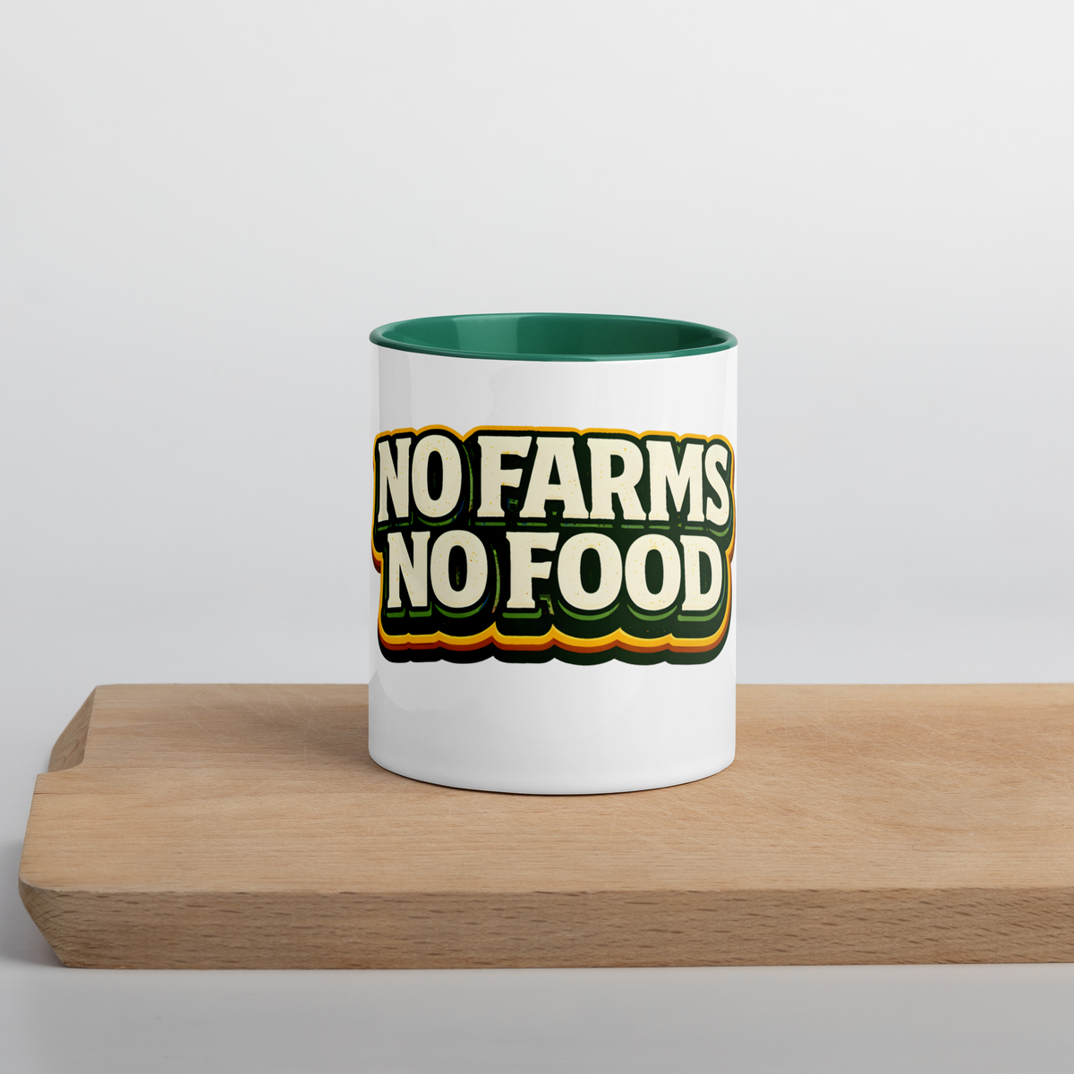 "No Farms, No Food" Mug with Color Inside
